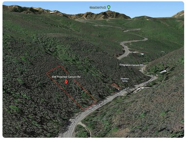 Aerial map of property and surrounding area with property parcel outlined