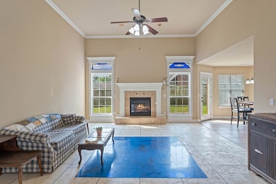 Living room with tall ceilings