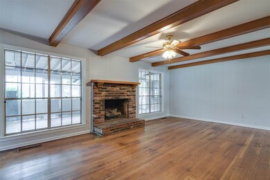 Fireplace and lots of light.