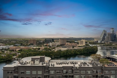 View of city with a large body of water and a not
