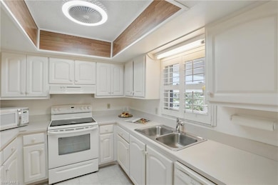 KITCHEN WITH NUMEROUS CABINETS AND TRAYED CEILING