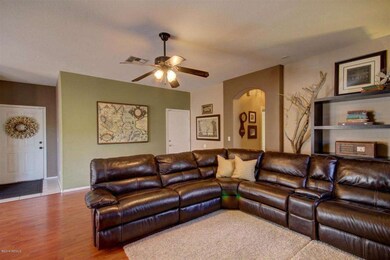 Dark wood laminate flooring in greatroom
