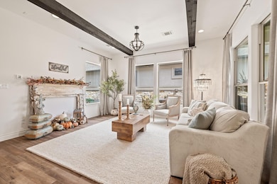 Plenty of space in the living room for oversized couch, sectional and yet opens to the kitchen space seamlessly.