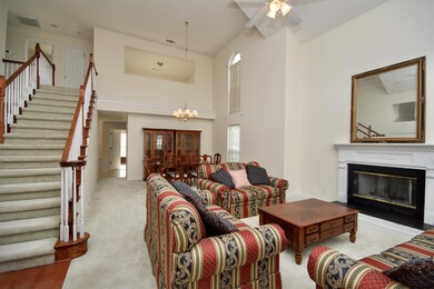 Vaulted Living Room with fireplace