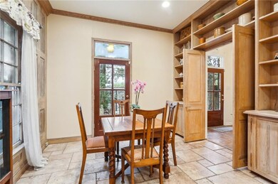 Breakfast nook -- with cypress shelving, doors and
