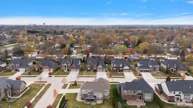 Aerial perspective of suburban area