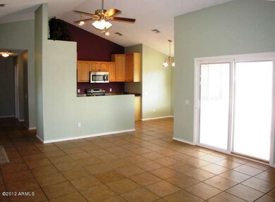 View from living area to kitchen