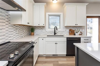 Custom backsplash and quartz counters.