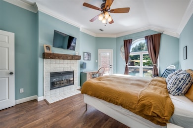 fireplace in primary bedroom