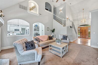 Soaring ceilings in living room.