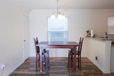 Dining space, notable chandelier