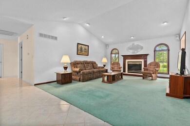 Vaulted great room with gas fireplace