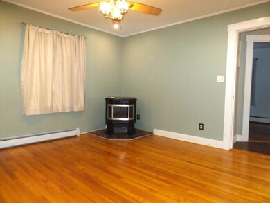 Dining room with pellet stove