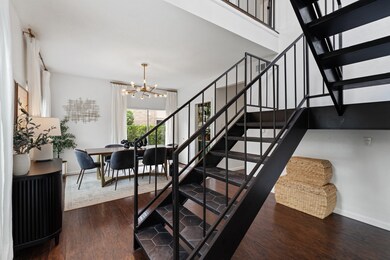 This photo showcases a modern dining area with a s