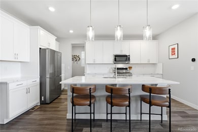 Kitchen island with upgraded light fixtures