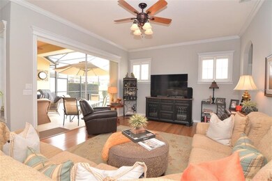 View of family room and pool from your kitchen