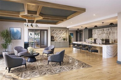 Lobby with beam ceiling