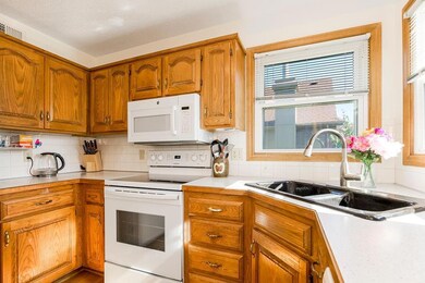 Corner sink with view of yard.