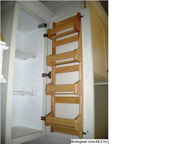 Spice rack in kitchen next to gas cook top