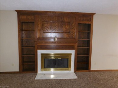 gas fireplace with built in oak shelving