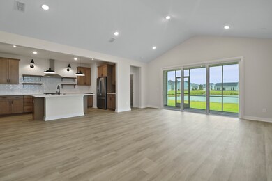 Great room with soaring vaulted ceiling