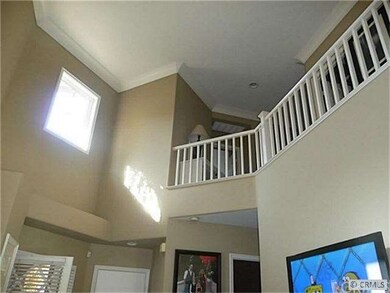 Looking up from living room