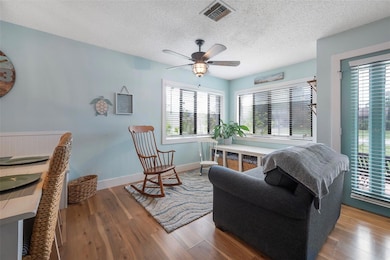 Living Room with updated coastal ceiling fan