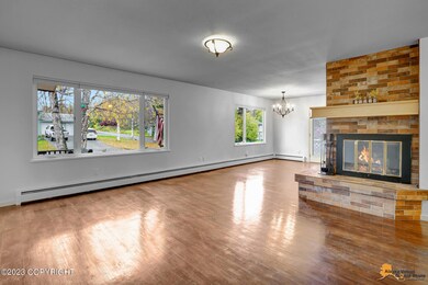 Brick fireplace in living room