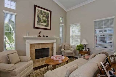 Elegant and peaceful living room area with firepla