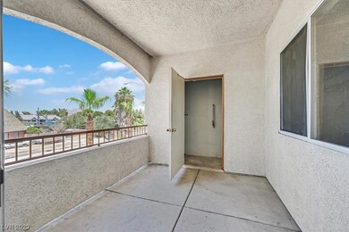 Balcony off living room has large storage closet/