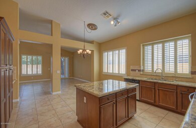 kitchen opens to family room