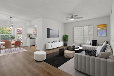 Virtually staged living and dining area