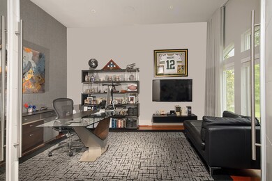 Study with glass doors offers plenty of privacy.