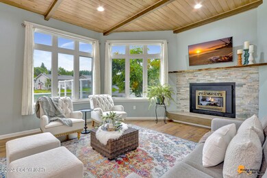 ...gas fireplace and wall of windows!