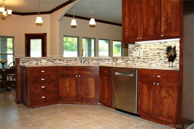 This large kitchen has lots of storage.