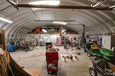 Inside Quonset hut workshop