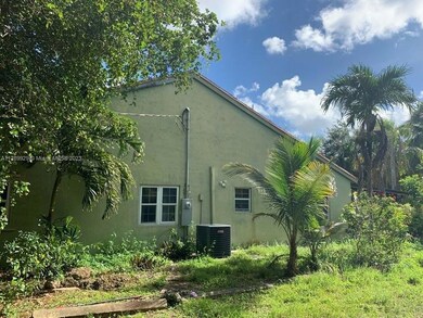 side of property, with greenery-palm trees