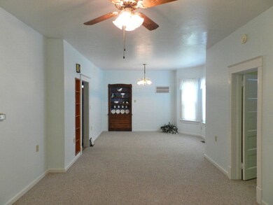 view from living room looking into dining room