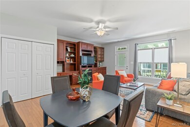 Dining area featuring light hardwood flooring and