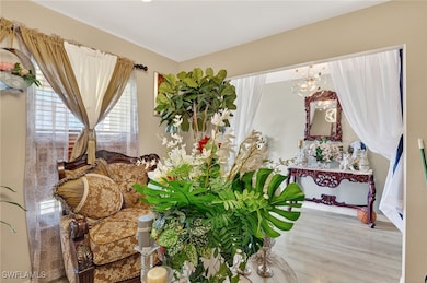 Living area with wood finished floors