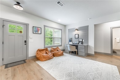 Conveniently located built in desk right off the living room.