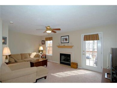 Living Room. A spacious living room with a gas fir