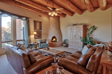 Great Room with kiva fireplace