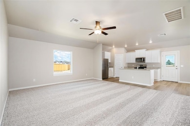 Spacious and bright living area with high ceilings