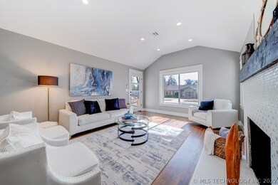 Living Room with Vaulted Ceiling
