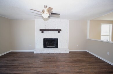 Stone wood burning fireplace