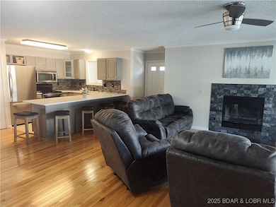 Entry door, kitchen and great room