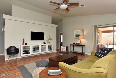 Family room with built in shelves
