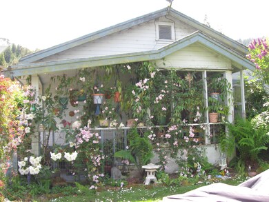 front with flowering vines