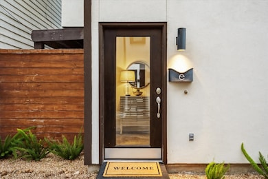 Welcoming front door with new glass.